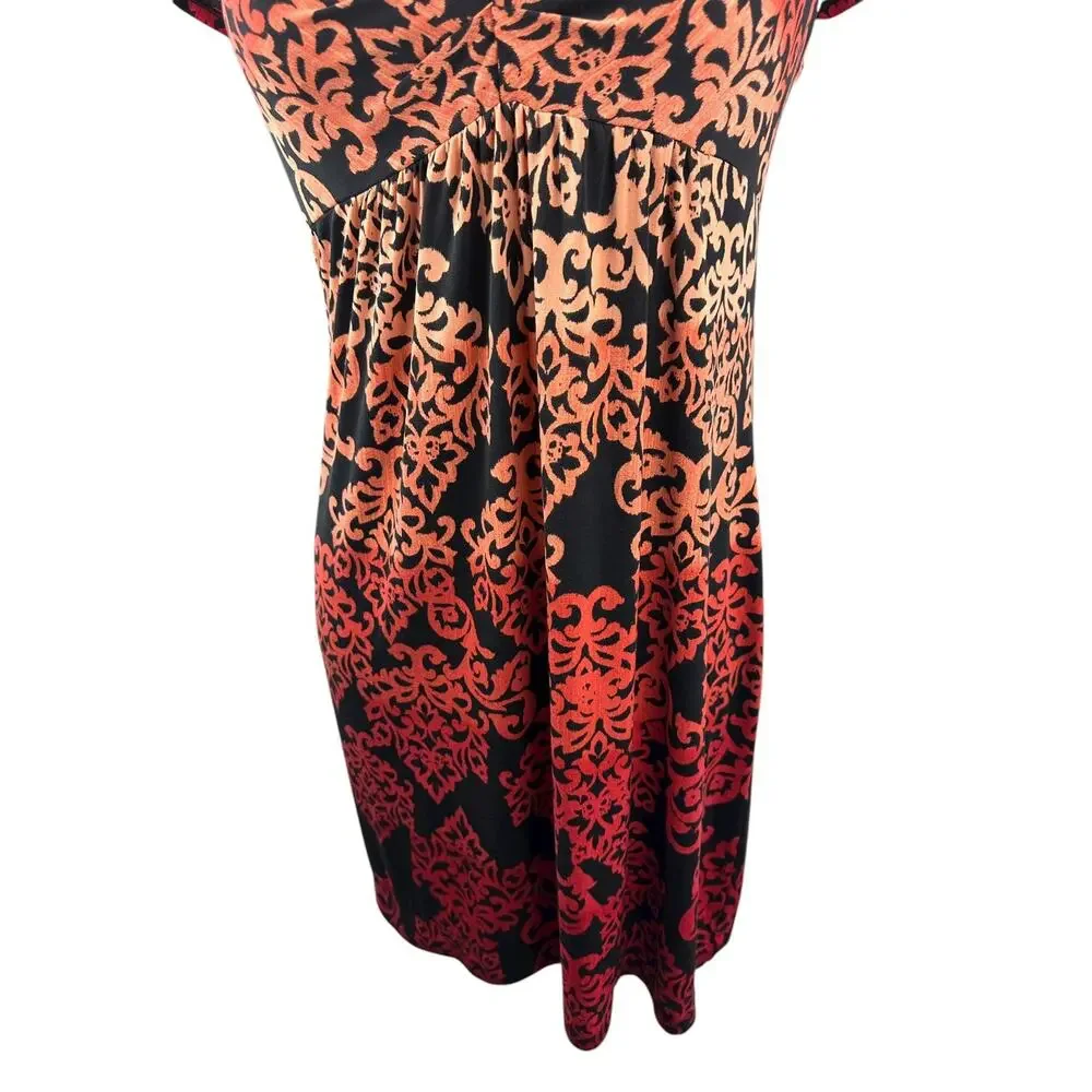 Soma Ombre Damask Short Sleeve V-Neck Jersey Mini Lightweight Sleep Dress Large - Picture 4 of 9